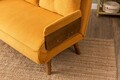 Canapea extensibila 2 locuri, Futon, 859FTN2728, Metal , Galben mustar