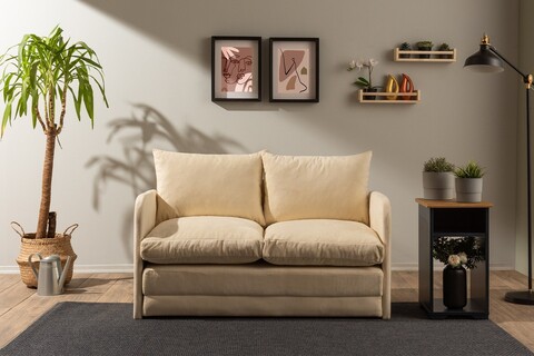 Canapea extensibila 2 locuri, Futon, 859FTN2872, Metal , Crem