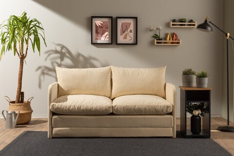 Canapea extensibila 2 locuri, Futon, 859FTN2886, Metal , Crem