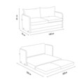 Canapea extensibila 2 locuri, Futon, 859FTN2889, Metal , Gri inchis