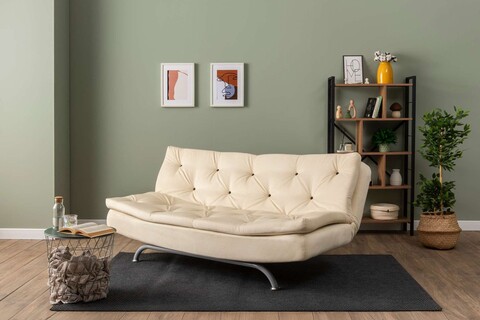 Canapea extensibila 3 locuri, Futon, 859FTN2894, Metal , Crem