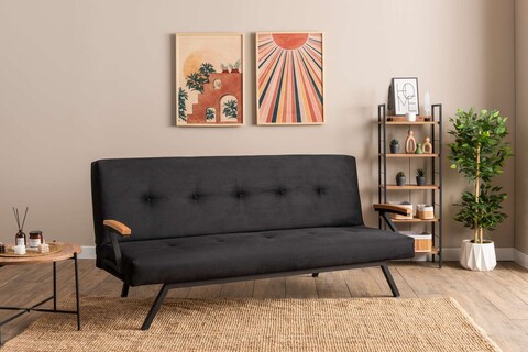 Canapea extensibila 3 locuri, Futon, 859FTN2904, Metal , Negru