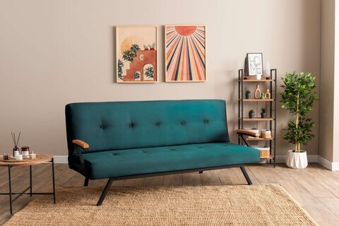 Canapea extensibila 3 locuri, Futon, 859FTN2905, Metal , Verde petrol