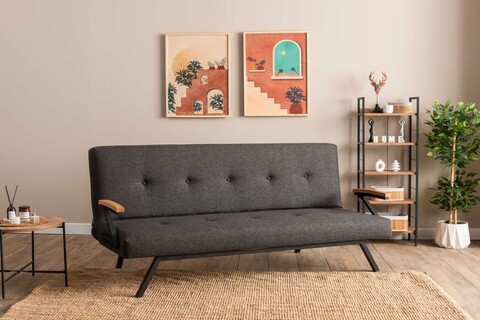 Canapea extensibila 3 locuri, Futon, 859FTN2906, Metal , Gri inchis