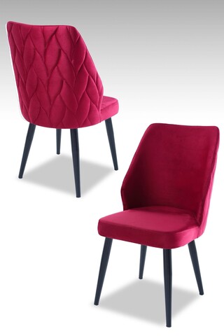 Set scaune 2 piese, Beckley, Pufi, PAL, Rosu Claret / Negru