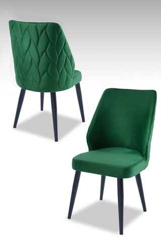 Set scaune 2 piese, Beckley, Pufi, PAL, Verde/Negru
