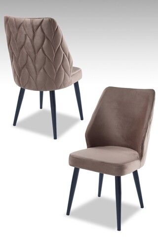 Set scaune 4 piese, Beckley, Pufi, PAL, Cappuccino / Negru