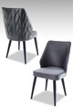 Set scaune 4 piese, Beckley, Pufi, PAL, Gri/Negru