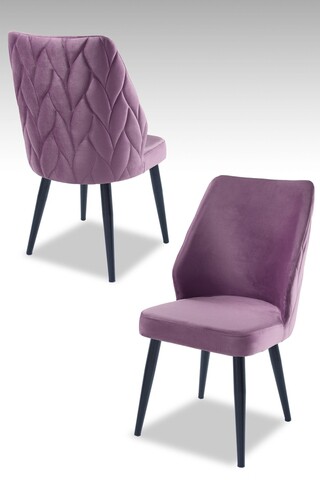 Set scaune 4 piese, Beckley, Pufi, PAL, Liliac / Negru
