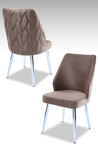 Set scaune 4 piese, Beckley, Pufi, PAL, Cappuccino / Chrome