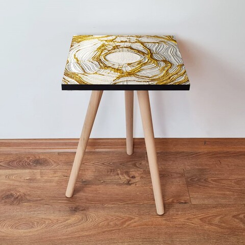 Masuta, Leona, Shp101, 35x42x35 cm, MDF , Alb / Auriu / Negru