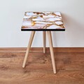 Masuta, Leona, Shp106, 35x42x35 cm, MDF , Alb / Auriu / Cămilă / Maro