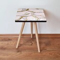 Masuta, Leona, Shp107, 35x42x35 cm, MDF , Alb / Auriu / Gri