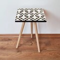 Masuta, Leona, Shp131, 35x42x35 cm, MDF , Negru / Alb / Auriu