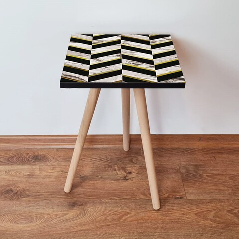 Masuta, Leona, Shp132, 35x42x35 cm, MDF , Negru / Auriu / Alb