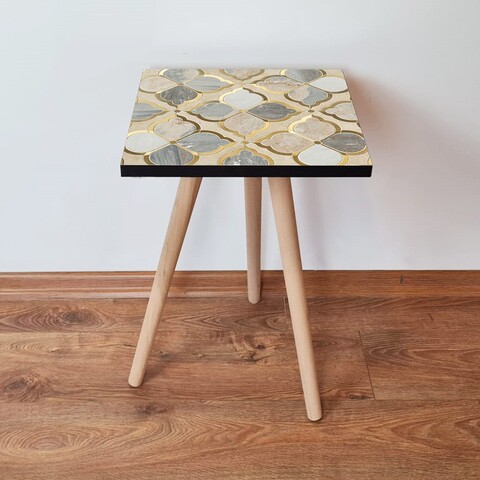 Masuta, Leona, Shp136, 35x42x35 cm, MDF , Bej / Gri / Auriu