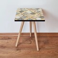 Masuta, Leona, Shp136, 35x42x35 cm, MDF , Bej / Gri / Auriu