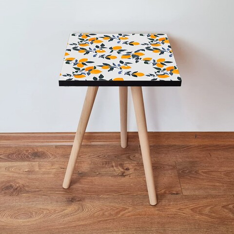 Masuta, Leona, Shp158, 35x42x35 cm, MDF , Alb / Portocaliu / Verde