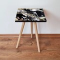 Masuta, Leona, Shp159, 35x42x35 cm, MDF , Negru / Alb / Auriu