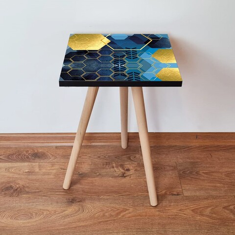 Masuta, Leona, Shp160, 35x42x35 cm, MDF , Bleumarin / Auriu / Albastru