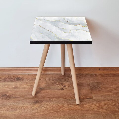 Masuta, Leona, Shp161, 35x42x35 cm, MDF , Alb / Auriu / Gri