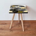Masuta, Leona, Shp162, 35x42x35 cm, MDF , Negru / Auriu / Gri