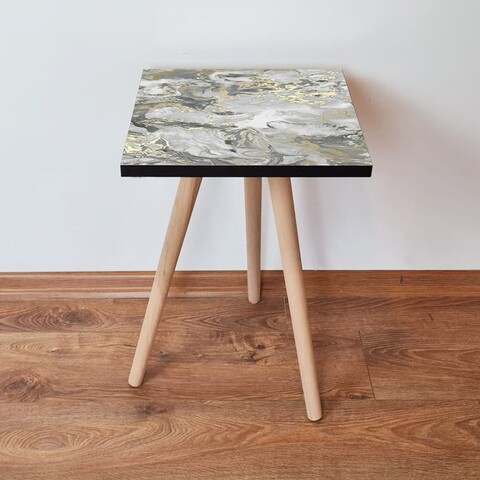 Masuta, Leona, Shp163, 35x42x35 cm, MDF , Auriu / Gri / Alb