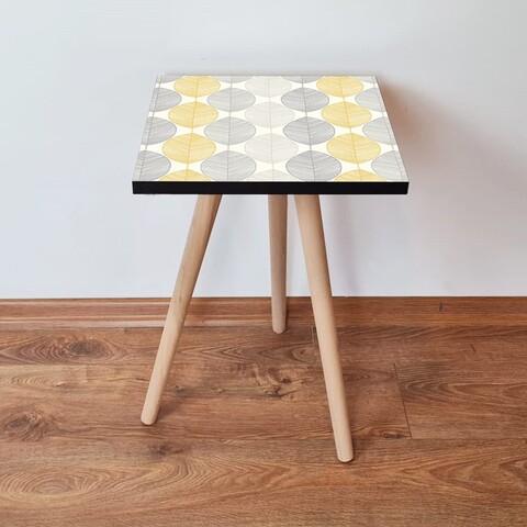 Masuta, Leona, Shp177, 35x42x35 cm, MDF , Alb / Gri / Auriu