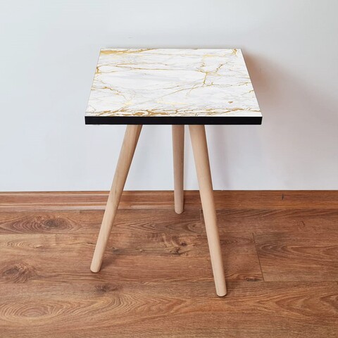 Masuta, Leona, Shp183, 35x42x35 cm, MDF , Alb/Auriu