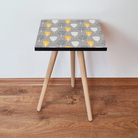 Masuta, Leona, Shp186, 35x42x35 cm, MDF , Gri / Alb / Negru / Galben