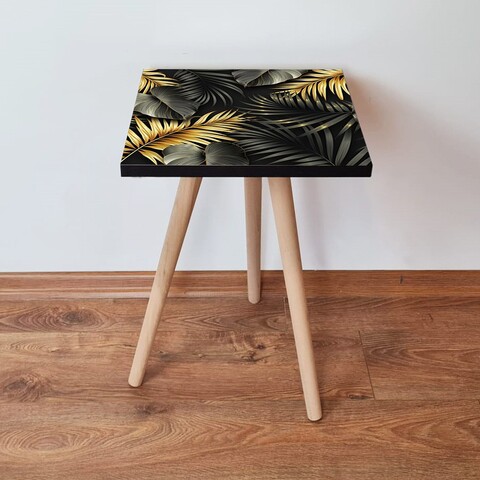Masuta, Leona, Shp194, 35x42x35 cm, MDF , Negru / Auriu / Gri