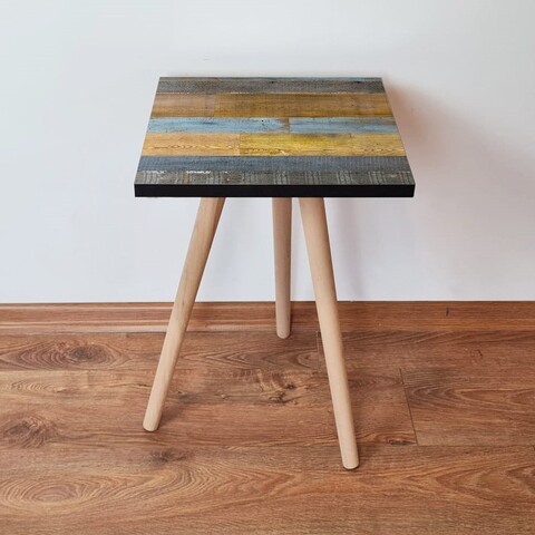 Masuta, Leona, Shp2, 35x42x35 cm, MDF , Galben / Albastru / Gri