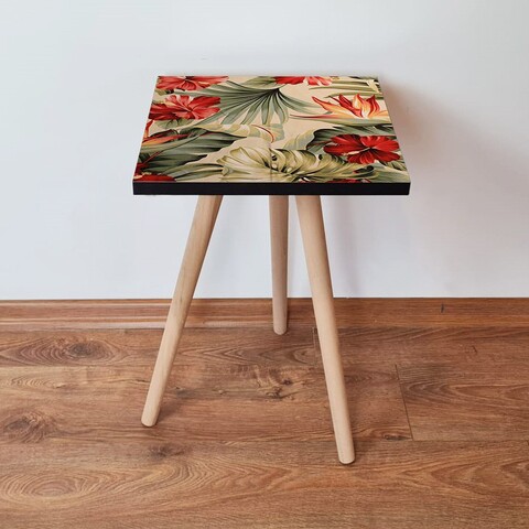 Masuta, Leona, Shp205, 35x42x35 cm, MDF , Verde / Bej / Roșu