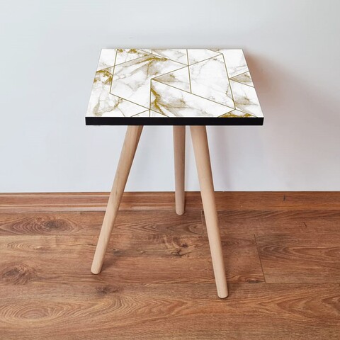 Masuta, Leona, Shp228, 35x42x35 cm, MDF , Alb/Auriu