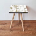 Masuta, Leona, Shp228, 35x42x35 cm, MDF , Alb/Auriu
