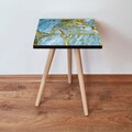Masuta, Leona, Shp235, 35x42x35 cm, MDF , Albastru / Auriu