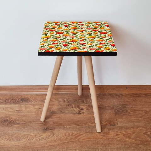 Masuta, Leona, Shp248, 35x42x35 cm, MDF , Galben / Verde / Portocaliu / Alb