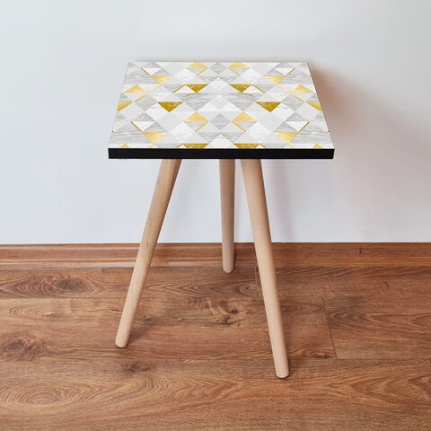 Masuta, Leona, Shp258, 35x42x35 cm, MDF , Gri / Auriu / Alb