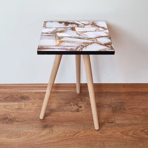 Masuta, Leona, Shp262, 35x42x35 cm, MDF , Alb / Cămilă / Auriu