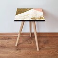 Masuta, Leona, Shp264, 35x42x35 cm, MDF , Auriu / Alb / Somon