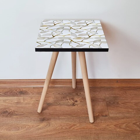 Masuta, Leona, Shp270, 35x42x35 cm, MDF , Alb / Auriu / Gri