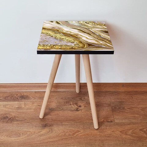Masuta, Leona, Shp284, 35x42x35 cm, MDF , Auriu / Bej / Alb