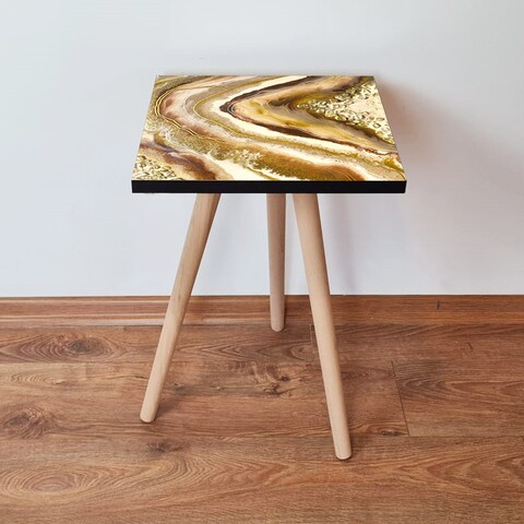 Masuta, Leona, Shp295, 35x42x35 cm, MDF , Auriu / Maro / Alb