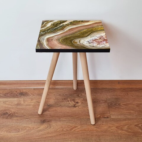 Masuta, Leona, Shp296, 35x42x35 cm, MDF , Auriu / Maro / Somon / Alb
