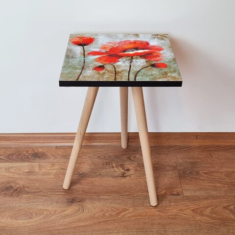 Masuta, Leona, Shp301, 35x42x35 cm, MDF , Roșu / Bej / Alb / Maro