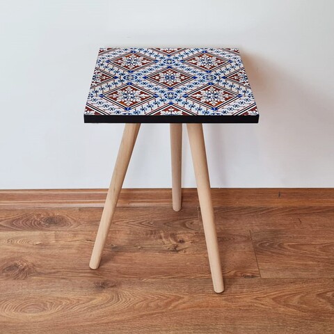 Masuta, Leona, Shp32, 35x42x35 cm, MDF , Alb / Albastru Sax / Maro