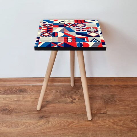 Masuta, Leona, Shp323, 35x42x35 cm, MDF , Roșu / Albastru marin / Crem