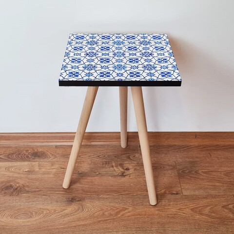 Masuta, Leona, Shp37, 35x42x35 cm, MDF , Alb / Bleumarin