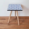 Masuta, Leona, Shp37, 35x42x35 cm, MDF , Alb / Bleumarin