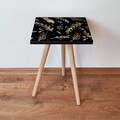 Masuta, Leona, Shp382, 35x42x35 cm, MDF , Negru / Auriu / Alb